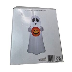 Gemmy Airblown Spooky Ghost Halloween Inflatable Pumpkin 73257 White 3ft